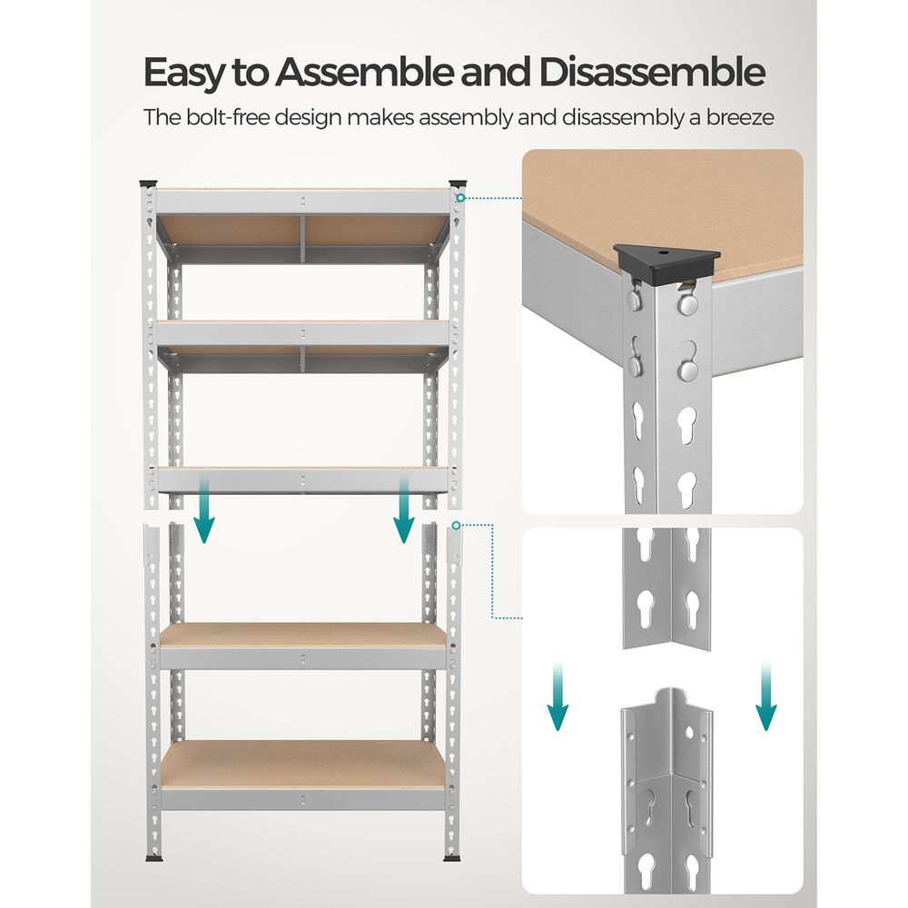 5-Tier Garage Storage Shelf – Adjustable – Heavy-Duty Metal Rack