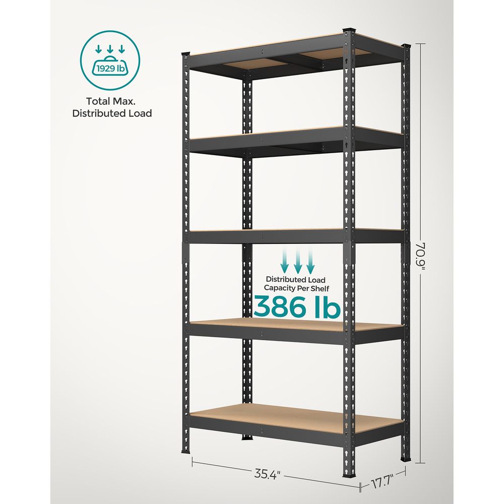 Garage Storage Shelf - 5 Tier Adjustable - Boltless Heavy Duty