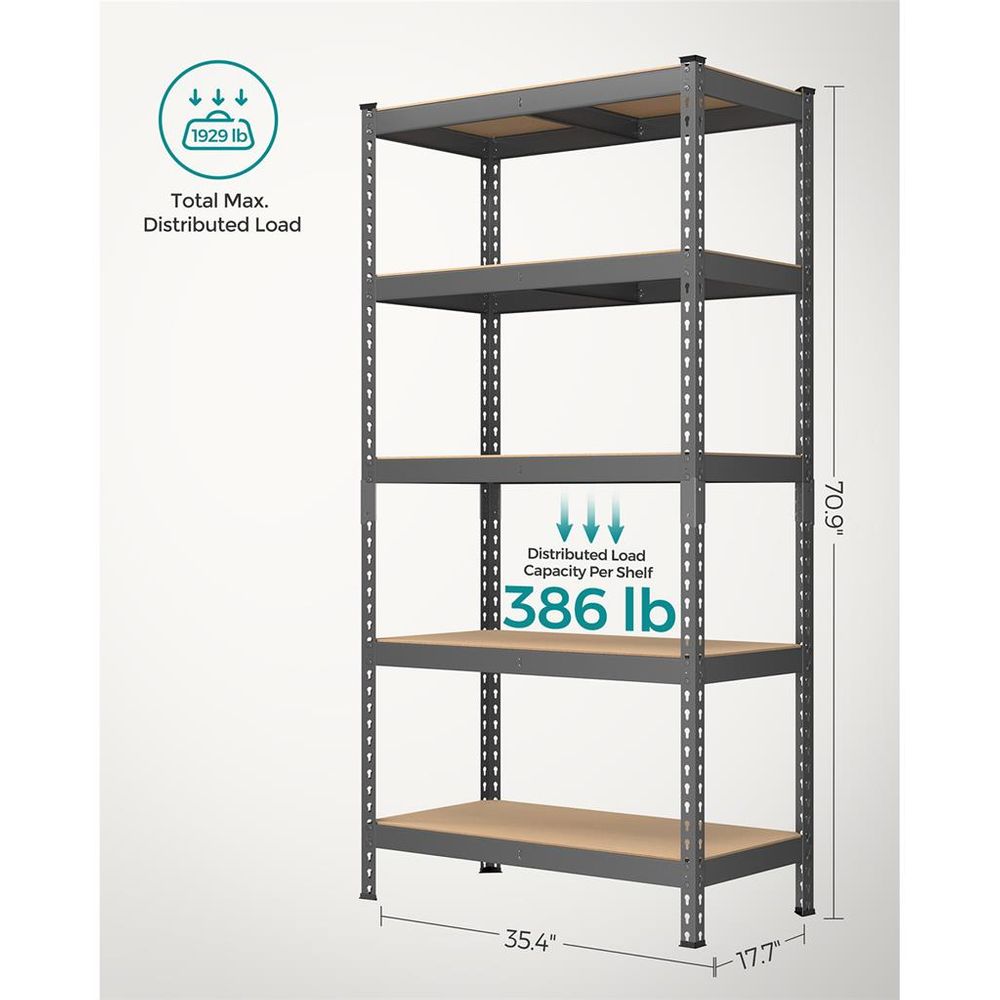 Garage Storage Shelf - 5 Tier Adjustable - Boltless Heavy Duty