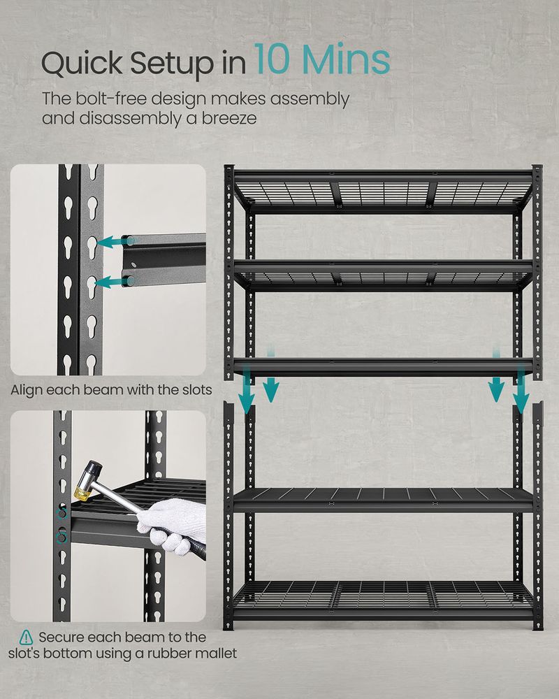 Storage Shelves - 5 Tier Adjustable - Heavy Duty Steel