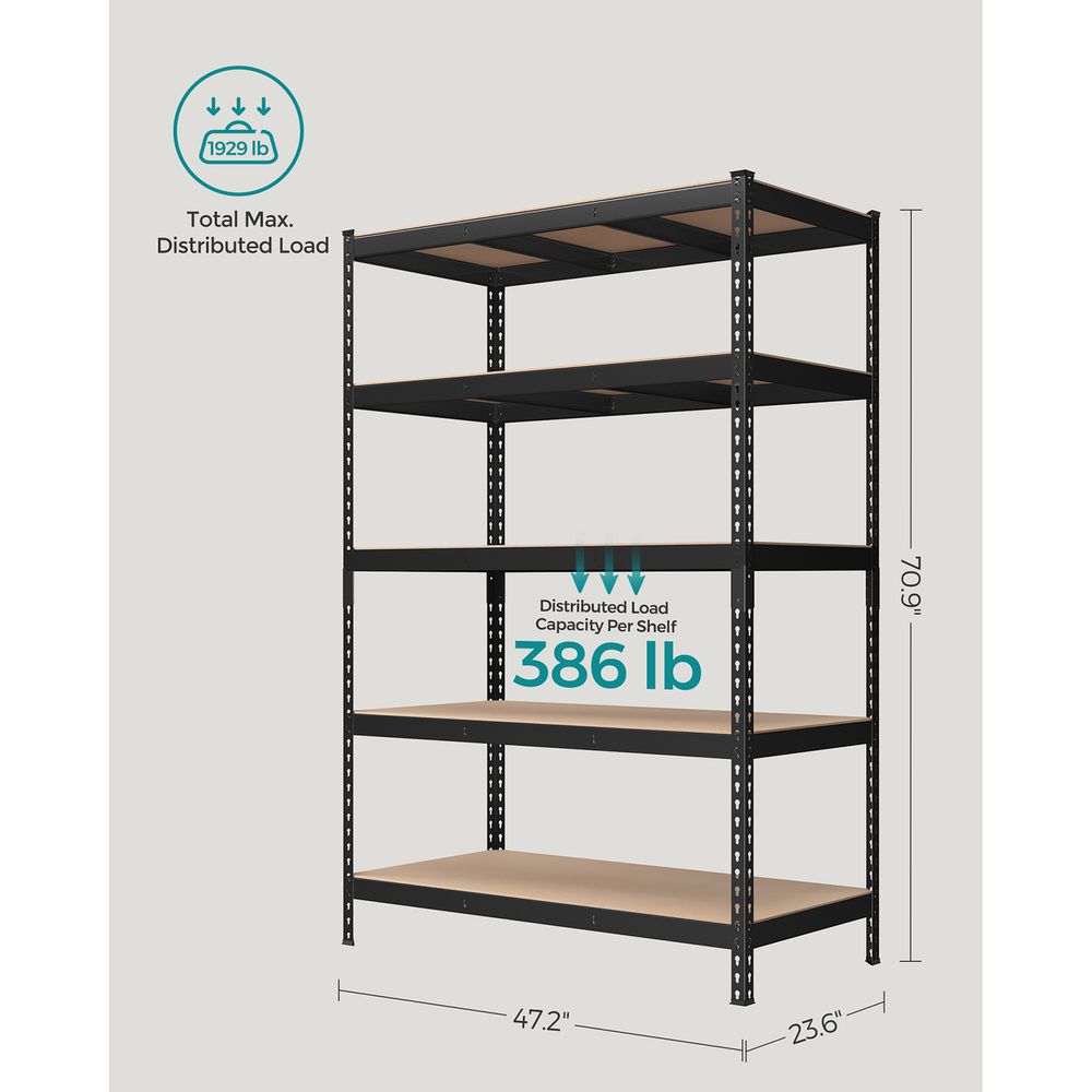 5-Tier Garage Storage Shelf – Adjustable – Heavy-Duty Metal Rack