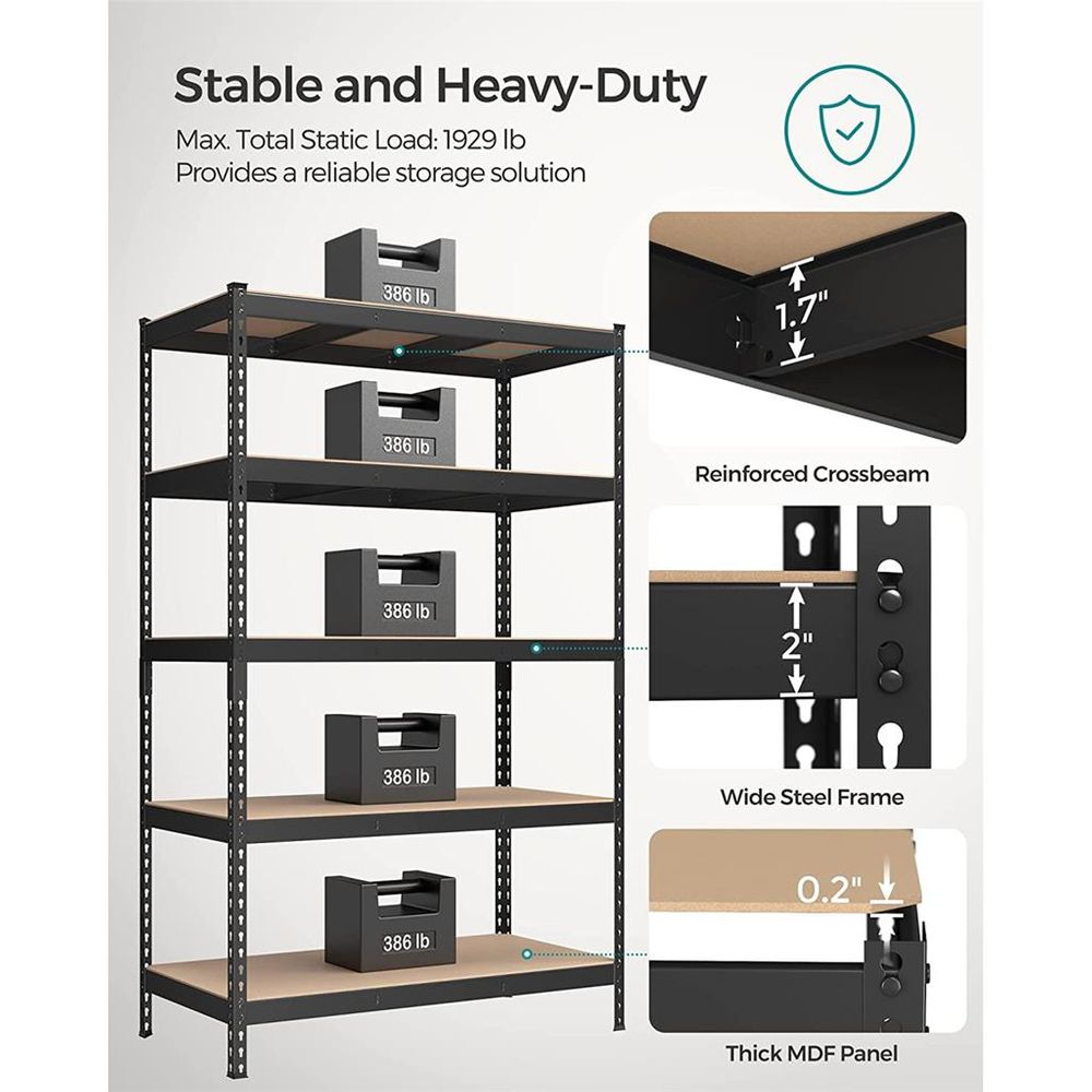 Storage Shelves - 5 Tier - Set Of 2 - Adjustable Heavy Duty