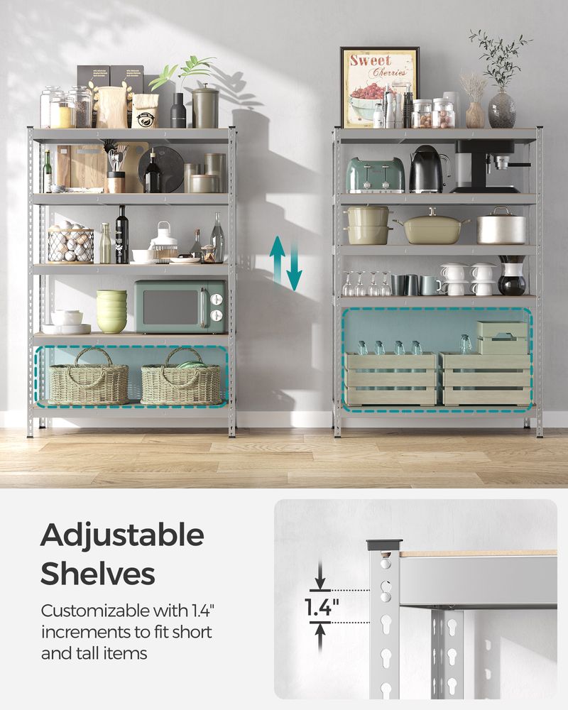 Storage Shelves - 5 Tier - Set Of 2 - Adjustable Heavy Duty