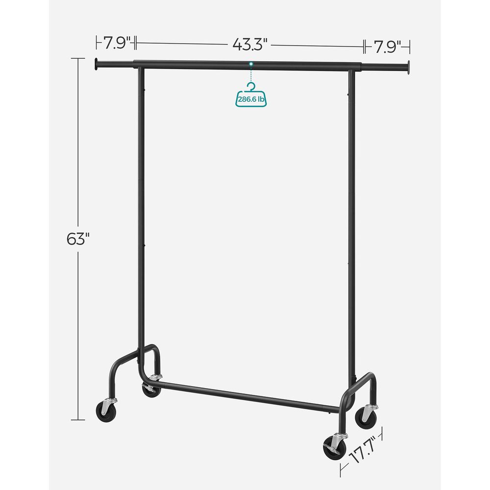Heavy Duty Clothes Rack – Extendable Hanging Rod – Rolling Garment Rack