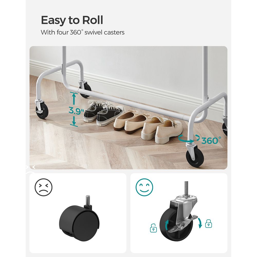 Clothes Rack - Heavy Duty Rolling - With Locking Wheels