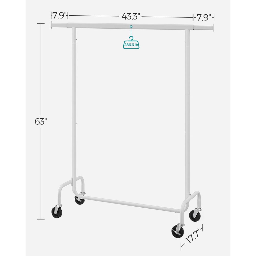 Heavy Duty Clothes Rack – Extendable Hanging Rod – Rolling Garment Rack