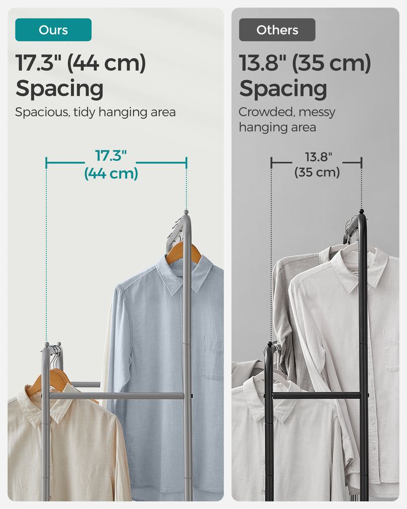 Clothes Rack With Wheels – Dense Mesh Storage Shelf – Rolling Garment Rack