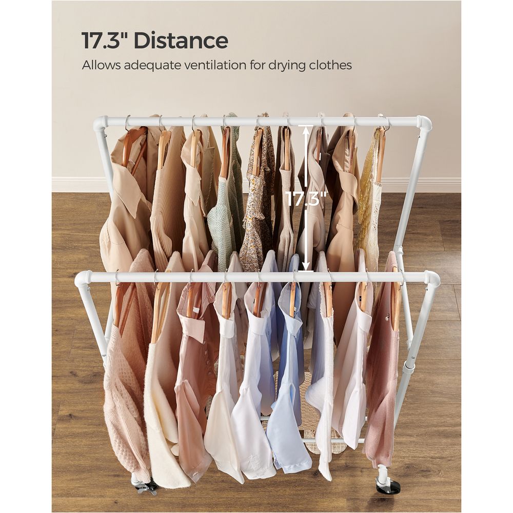 Clothing Rack - Double Rod - With Storage Shelf - Garment Organizer