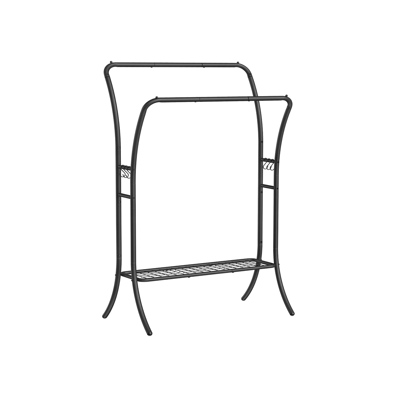 Double Rod Clothes Rack With Shelves Heavy Duty Garment Rack
