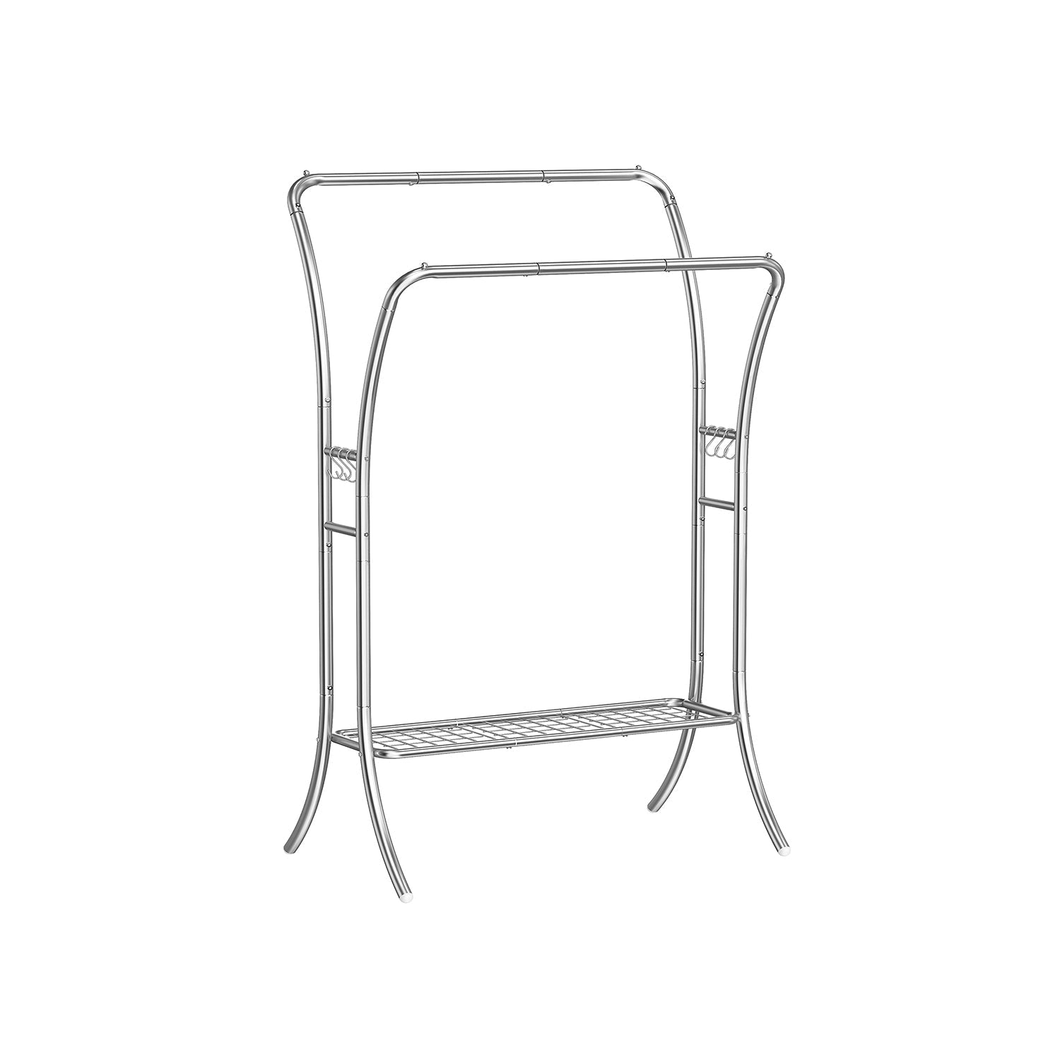 Double Rod Clothes Rack With Shelves Heavy Duty Garment Rack