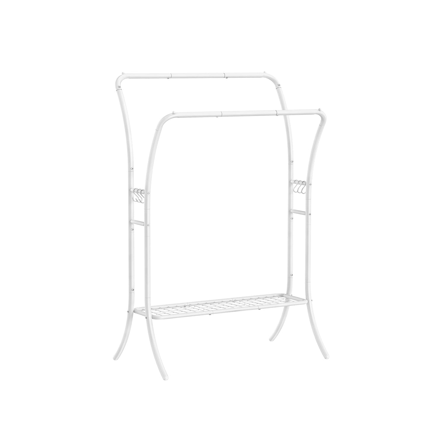 Double Rod Clothes Rack With Shelves Heavy Duty Garment Rack