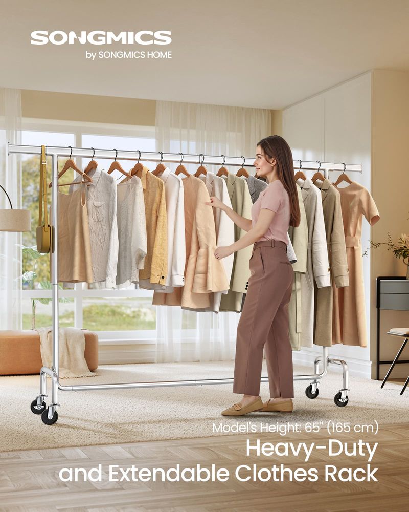 Clothes Rack - Heavy Duty Rolling - With Locking Wheels