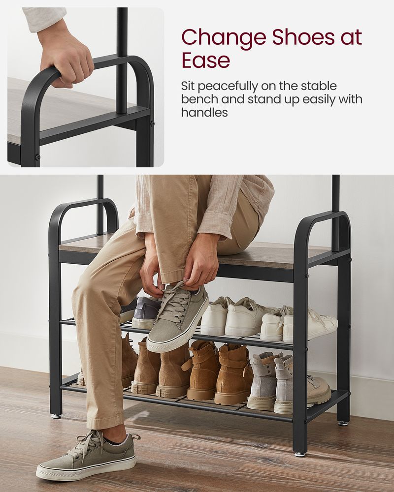 Coat Rack With Shoe Bench - Entryway Storage Organizer