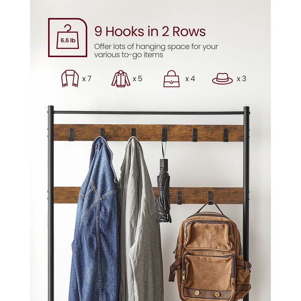 Hall Tree With Shoe Storage Bench – 3-in-1 Coat Rack – Entryway Organizer