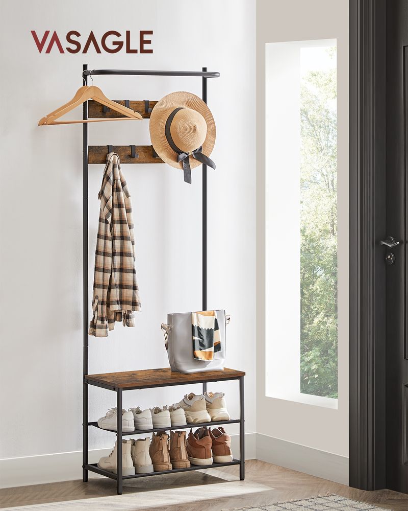 Hall Tree With Bench and Shoe Storage – Space-Saving Entryway Organizer