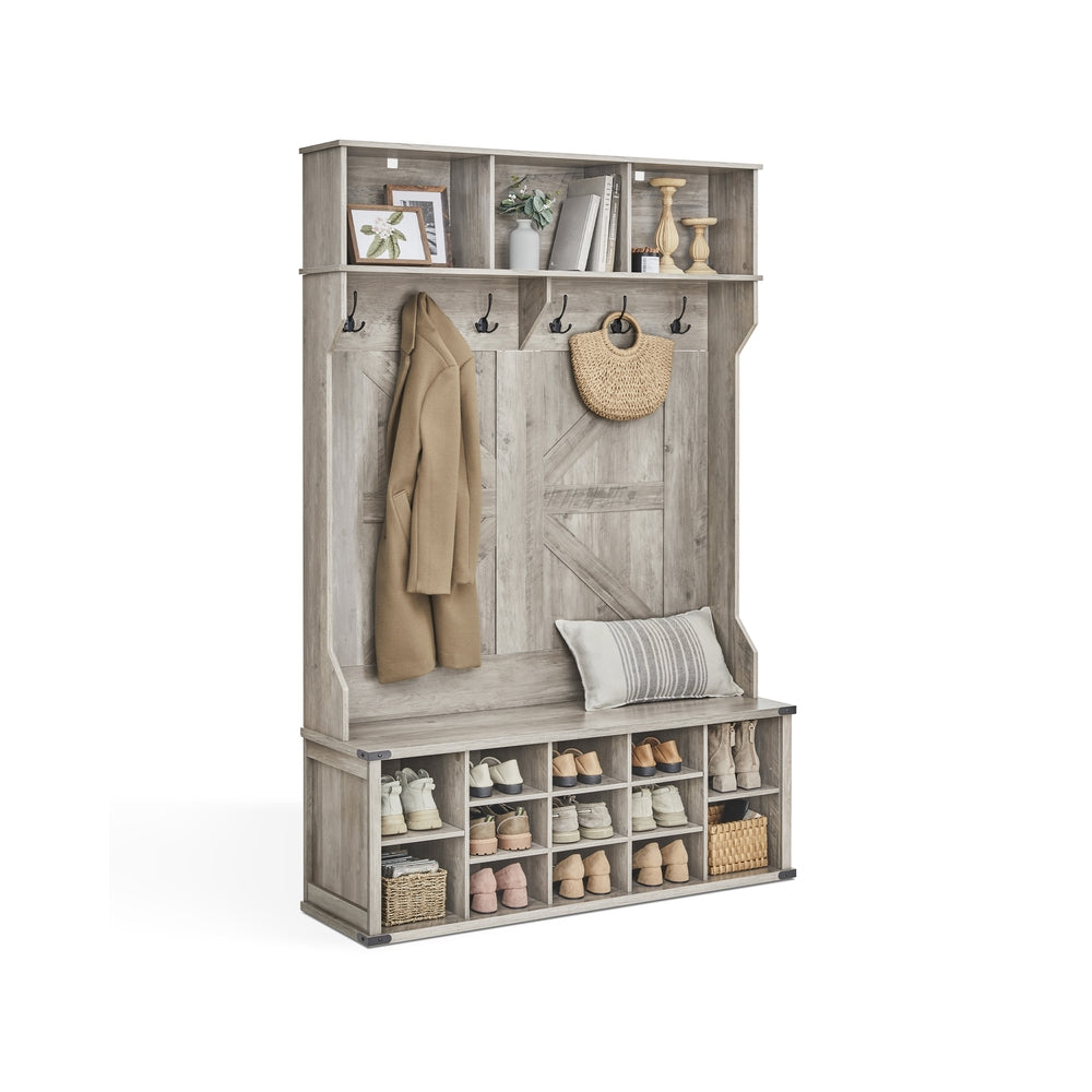 Hall Tree With Bench and Shoe Storage Coat Rack Entryway Organizer