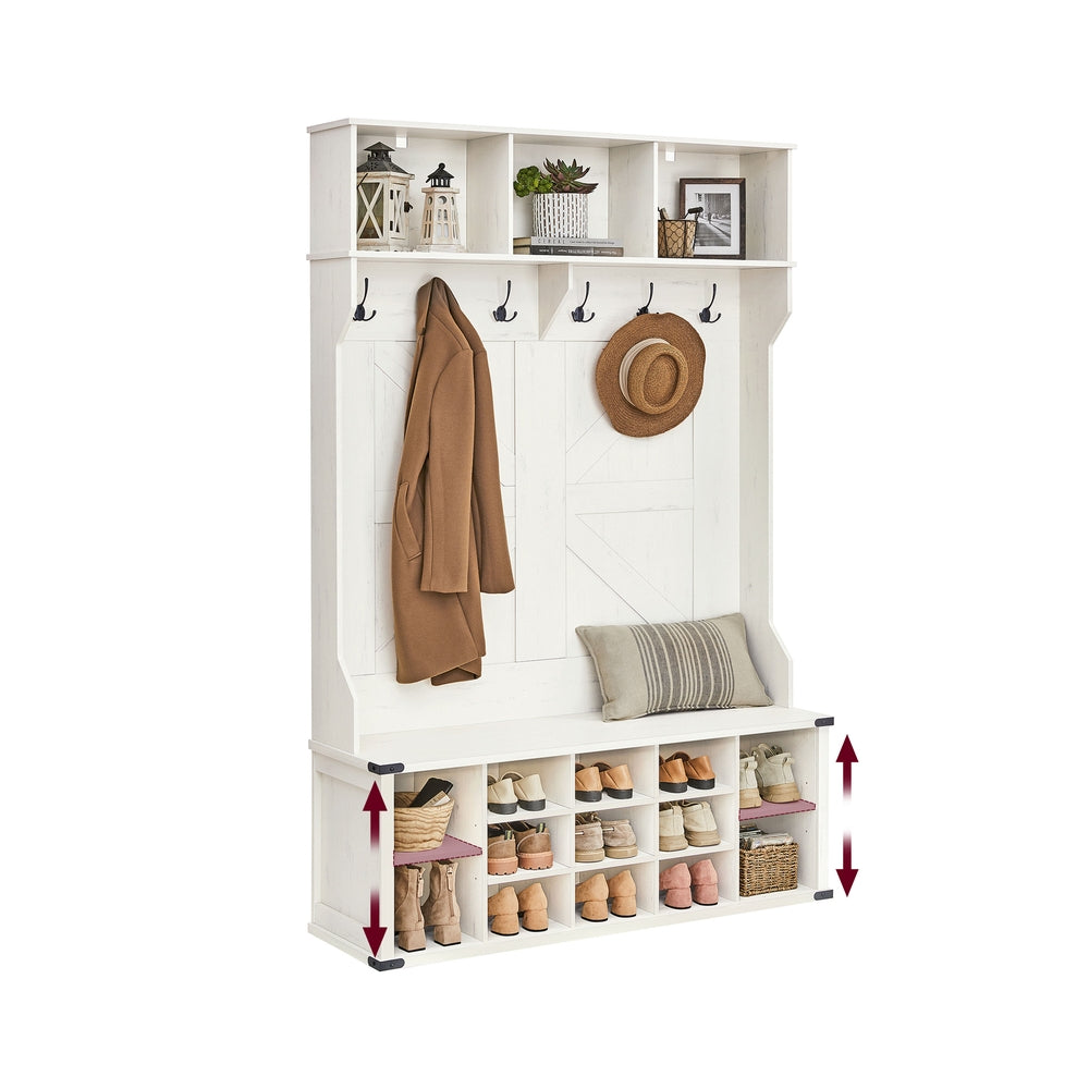 Hall Tree With Bench and Shoe Storage Coat Rack Entryway Organizer