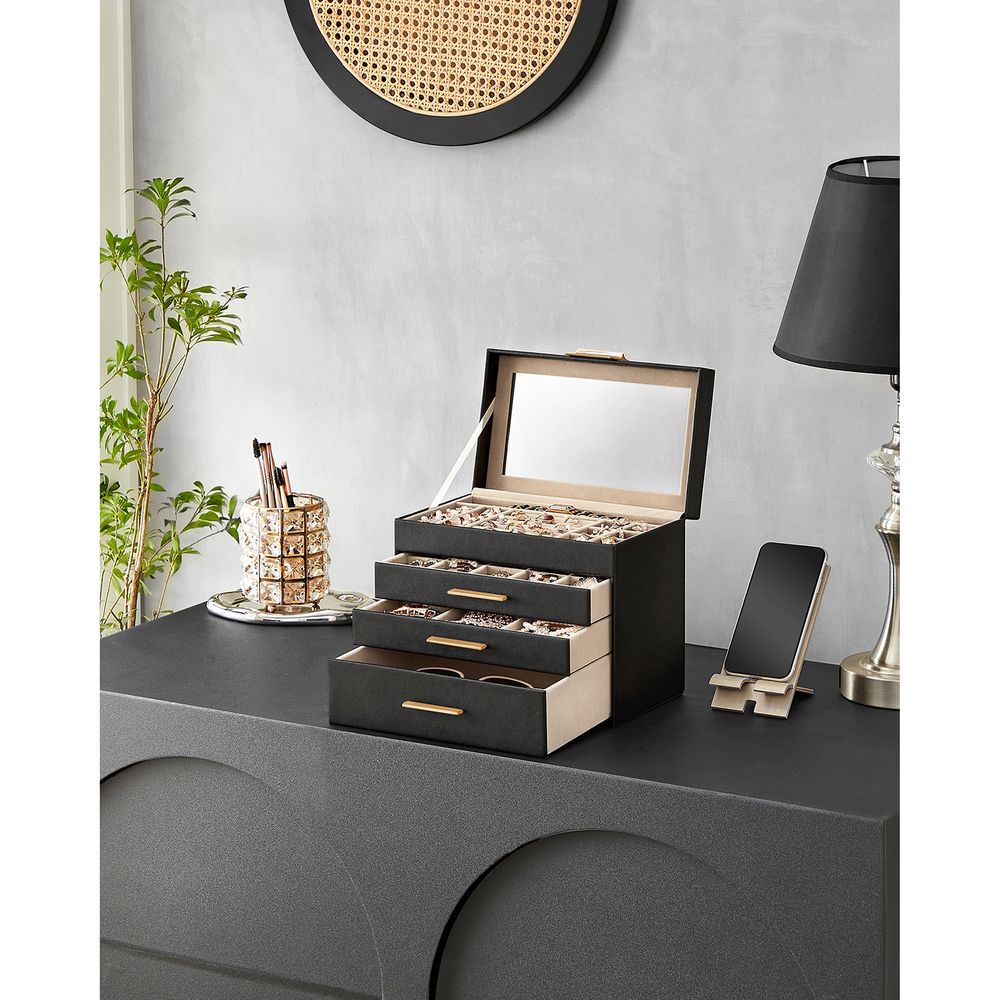 Jewelry Box Organizer - 4 Layer - Glass Lid - Large Storage