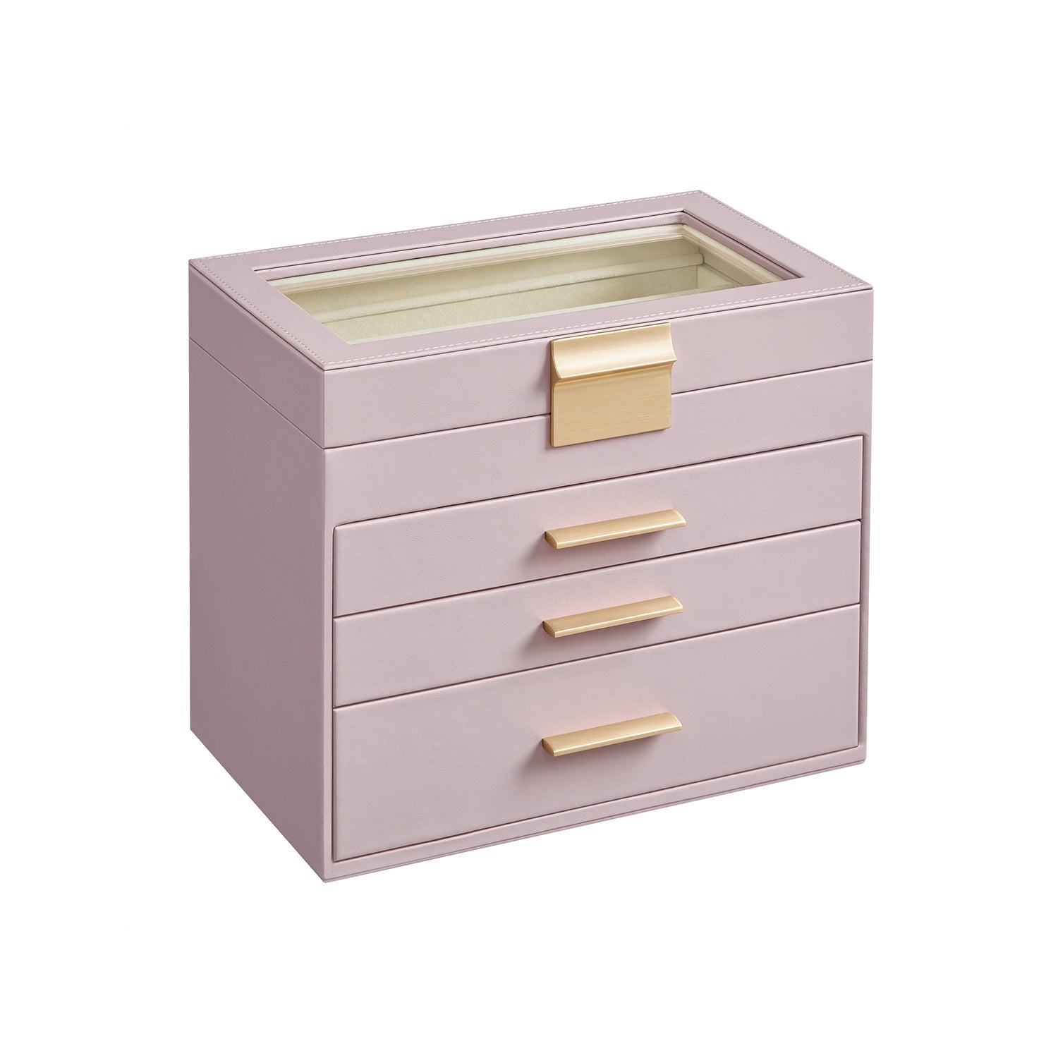 Jewelry Box Organizer - 4 Layer - Glass Lid - Large Storage