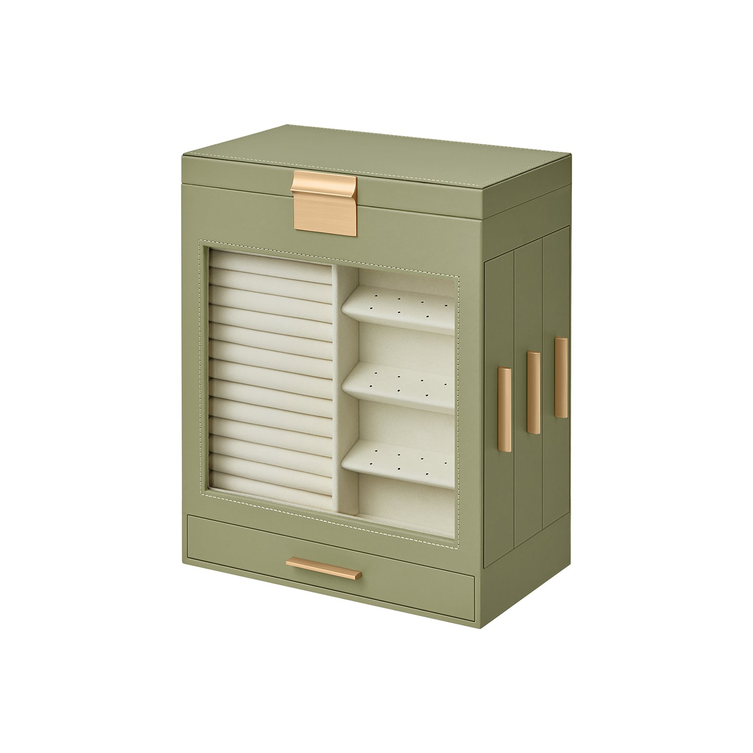 Jewelry Organizer Box - 5 Layer - Glass Window - Mirror Drawers