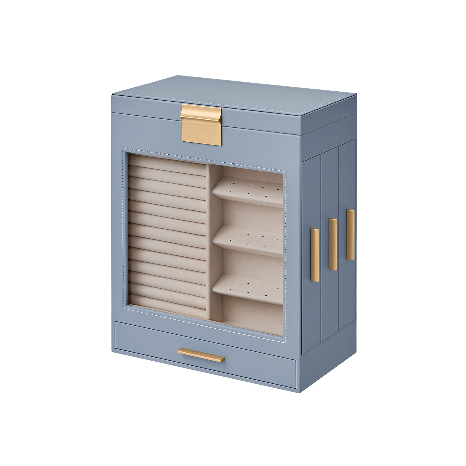 Jewelry Organizer Box - 5 Layer - Glass Window - Mirror Drawers