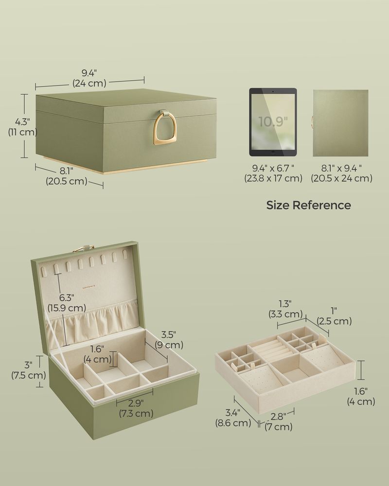 Jewelry Box Organizer - 2 Layer - With Handle And Removable Tray