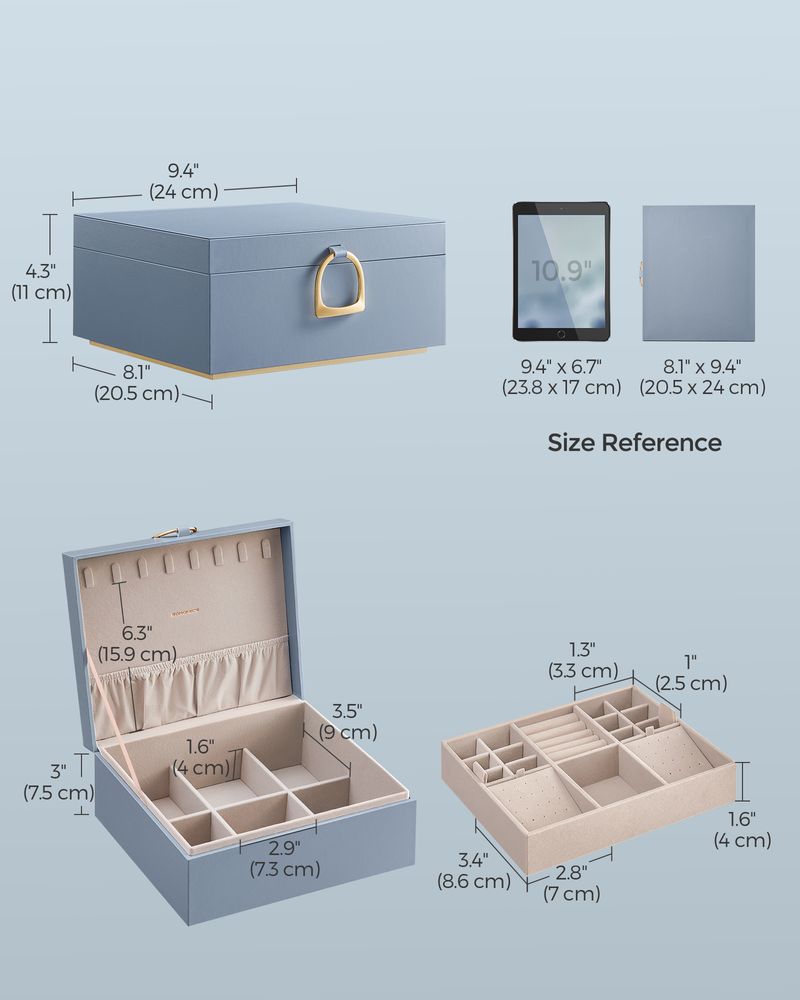 Jewelry Box Organizer - 2 Layer - With Handle And Removable Tray