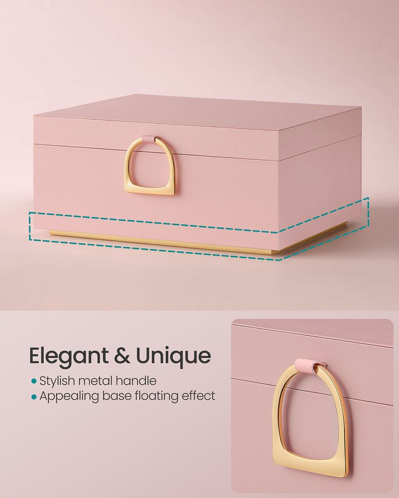 Jewelry Box Organizer - 2 Layer - With Handle And Removable Tray