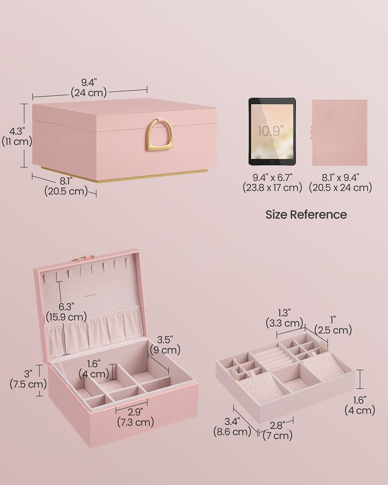 Jewelry Box Organizer - 2 Layer - With Handle And Removable Tray