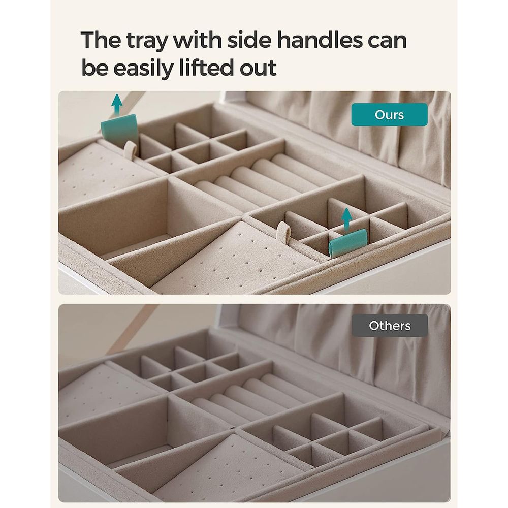 Jewelry Box Organizer - 2 Layer - With Handle And Removable Tray