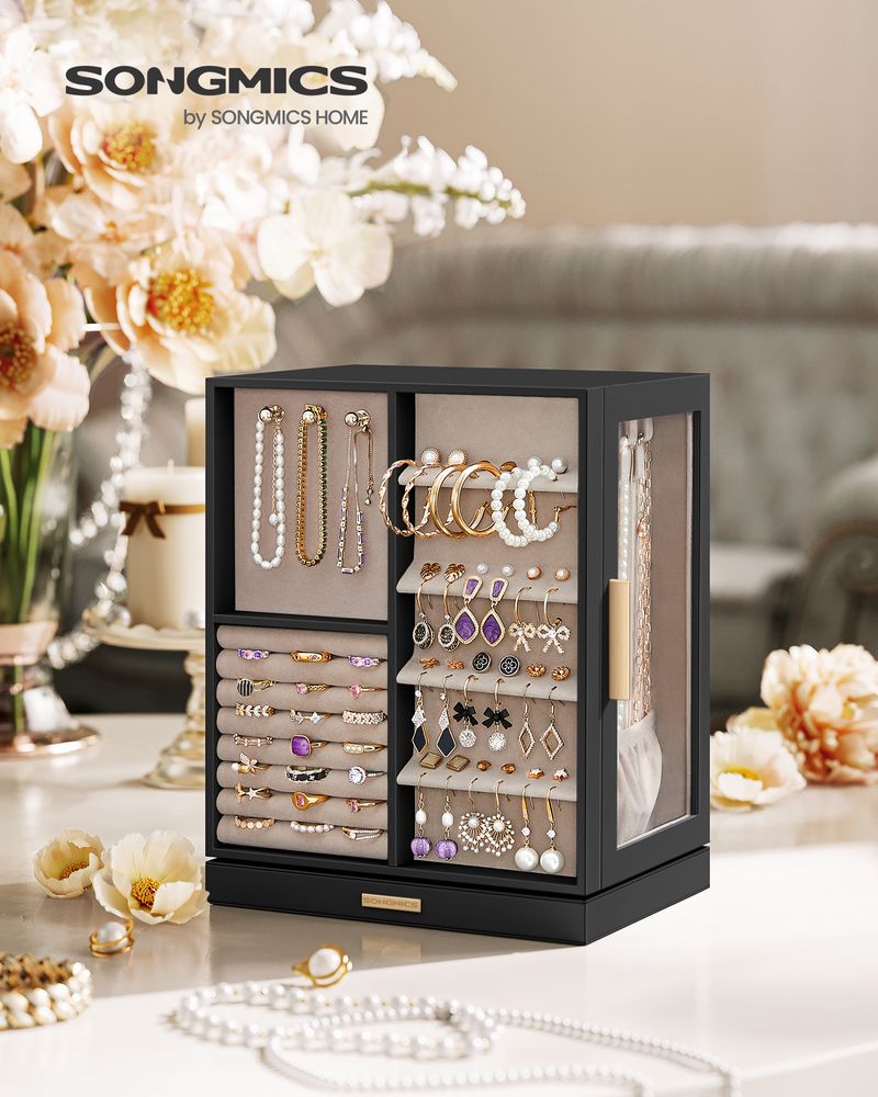 Jewelry Box Organizer - 360 Degree Rotating - 5 Drawers
