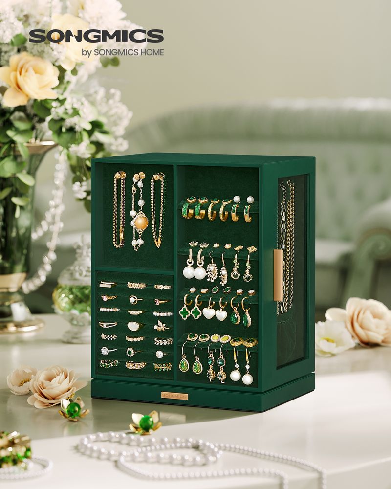 Jewelry Box Organizer - 360 Degree Rotating - 5 Drawers