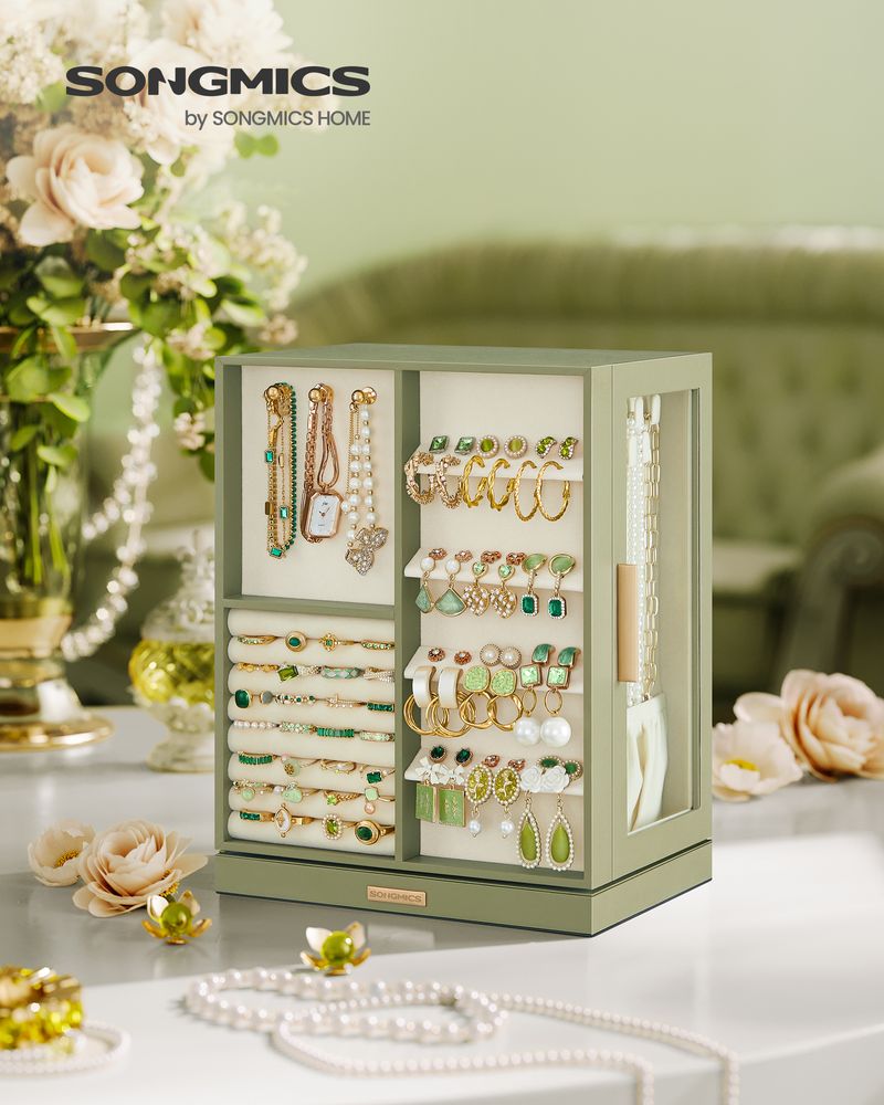 Jewelry Box Organizer - 360 Degree Rotating - 5 Drawers