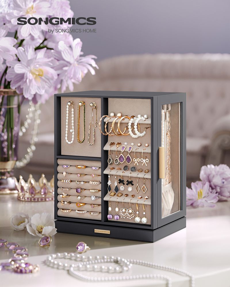 Jewelry Box Organizer - 360 Degree Rotating - 5 Drawers