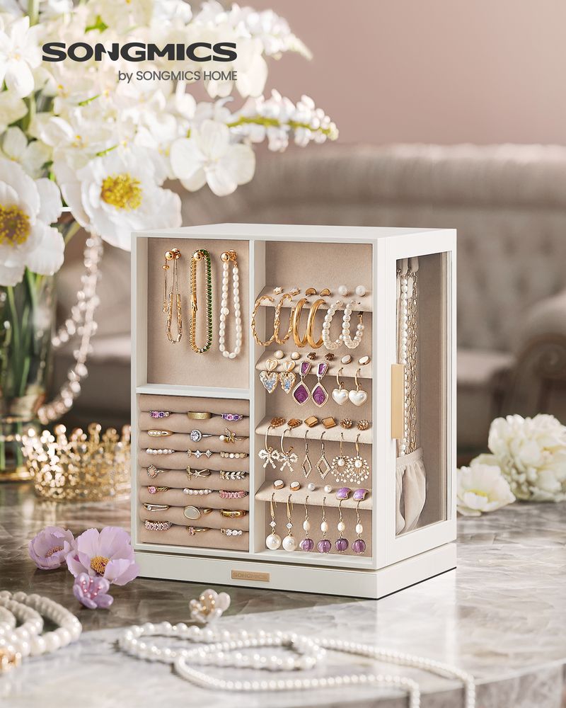 Jewelry Box Organizer - 360 Degree Rotating - 5 Drawers