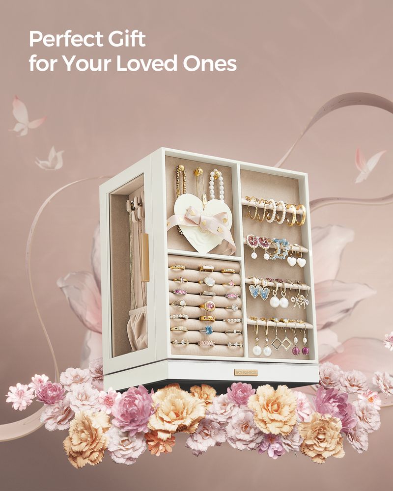 Jewelry Box Organizer - 360 Degree Rotating - 5 Drawers
