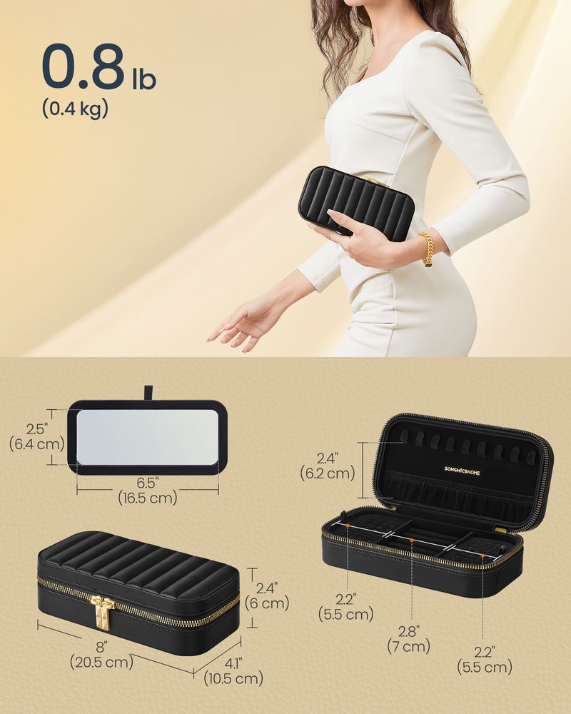 Travel Jewelry Case - Portable Organizer With Mirror