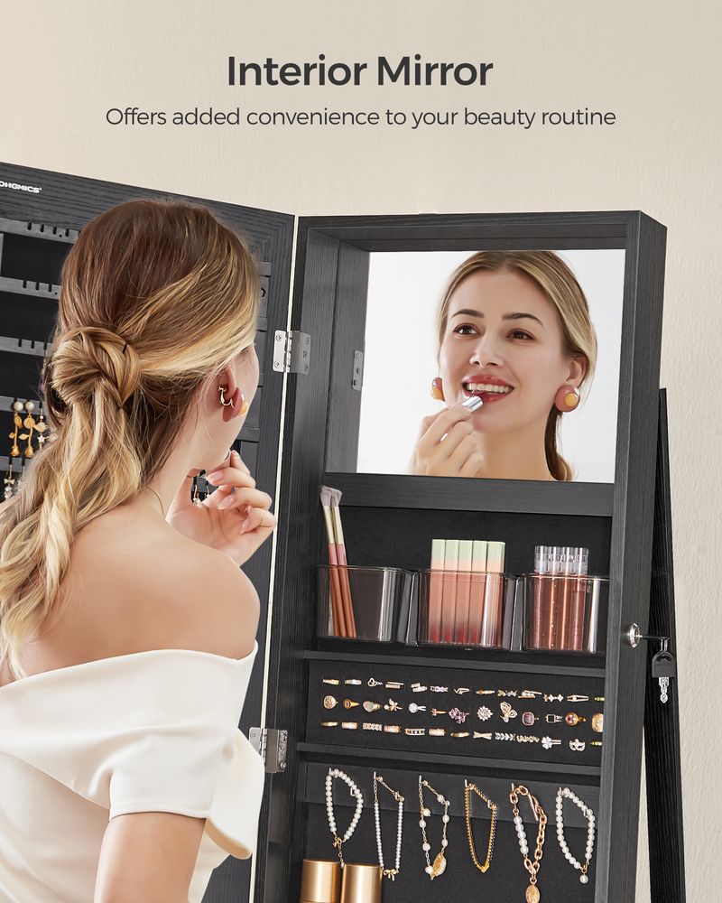 Jewelry Organizer Cabinet - Lockable - Full Length Mirror
