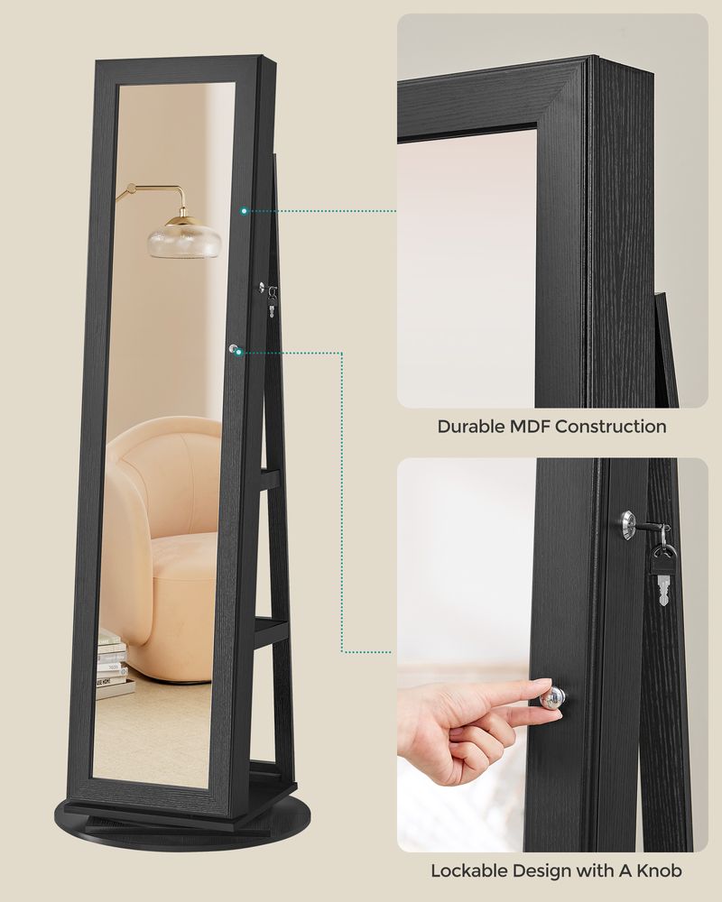 Jewelry Organizer Cabinet - Lockable - Full Length Mirror