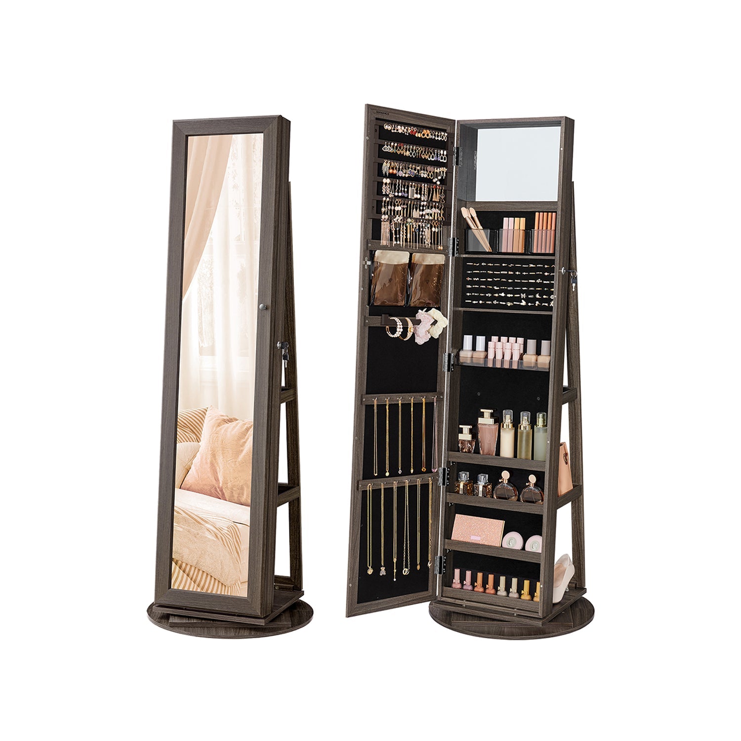Jewelry Organizer Cabinet - Lockable - Full Length Mirror