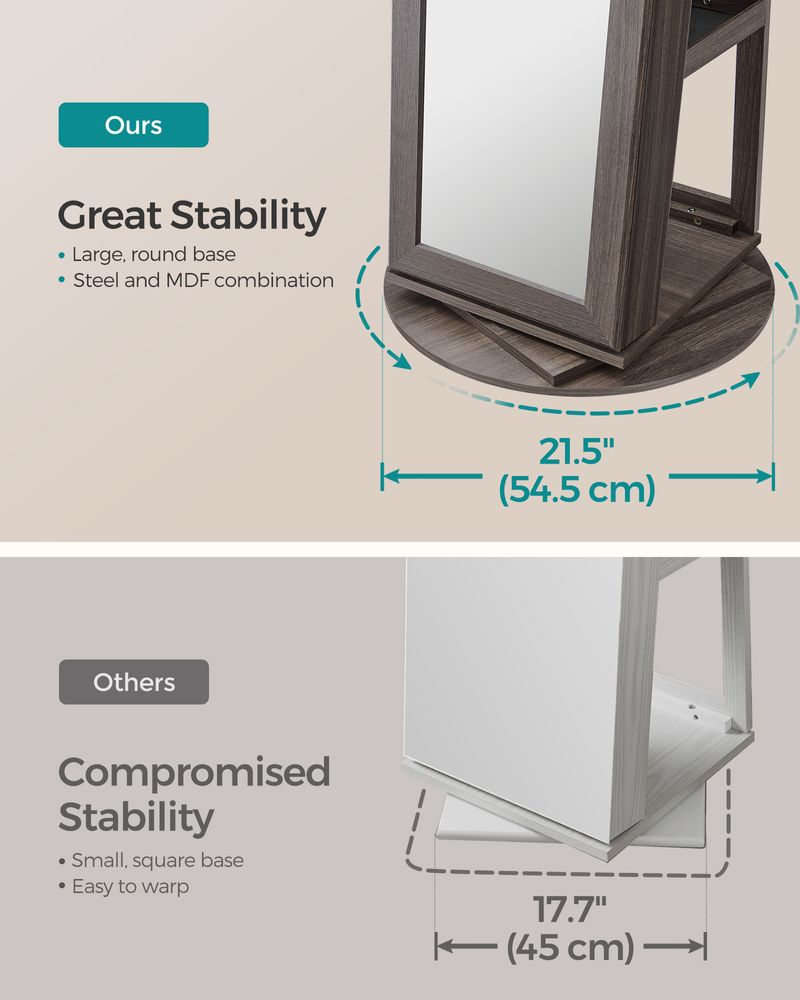 Jewelry Organizer Cabinet - Lockable - Full Length Mirror