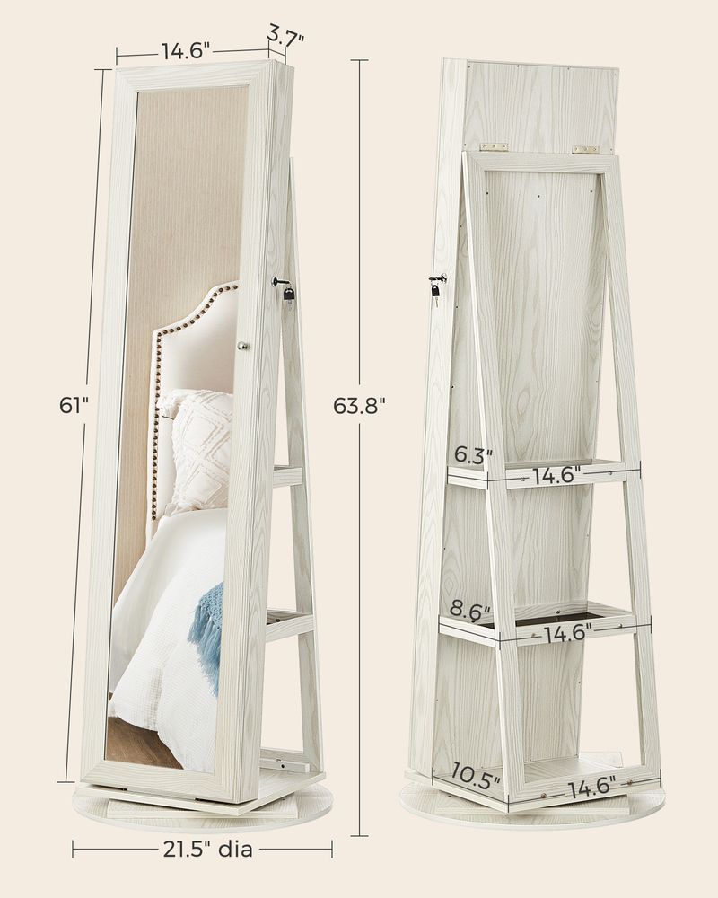 Jewelry Organizer Cabinet - Lockable - Full Length Mirror