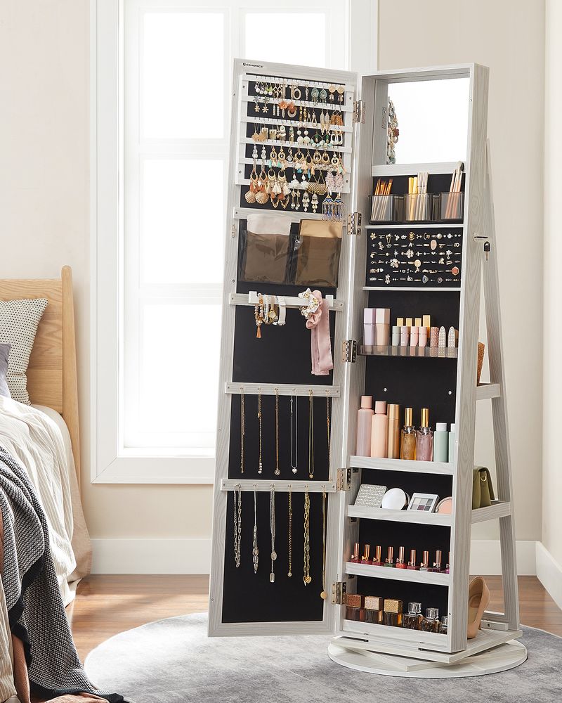 Jewelry Organizer Cabinet - Lockable - Full Length Mirror