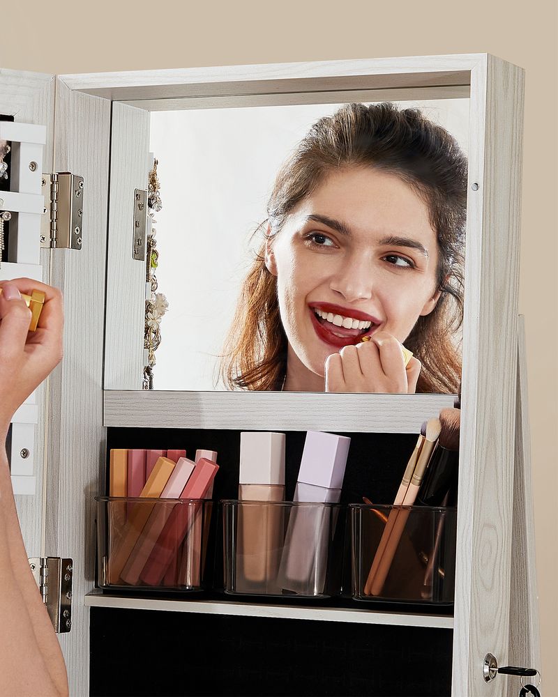 Jewelry Organizer Cabinet - Lockable - Full Length Mirror