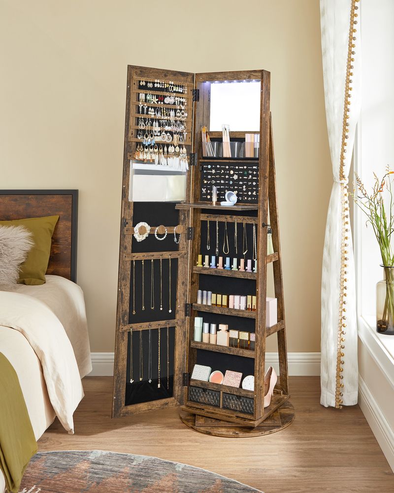 Jewelry Organizer Cabinet - Lockable - Mirror - 6 LED Lights