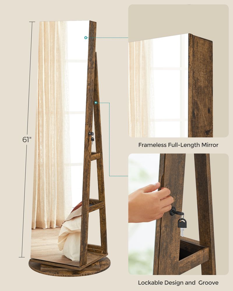 Jewelry Organizer Cabinet - Lockable - Mirror - 6 LED Lights