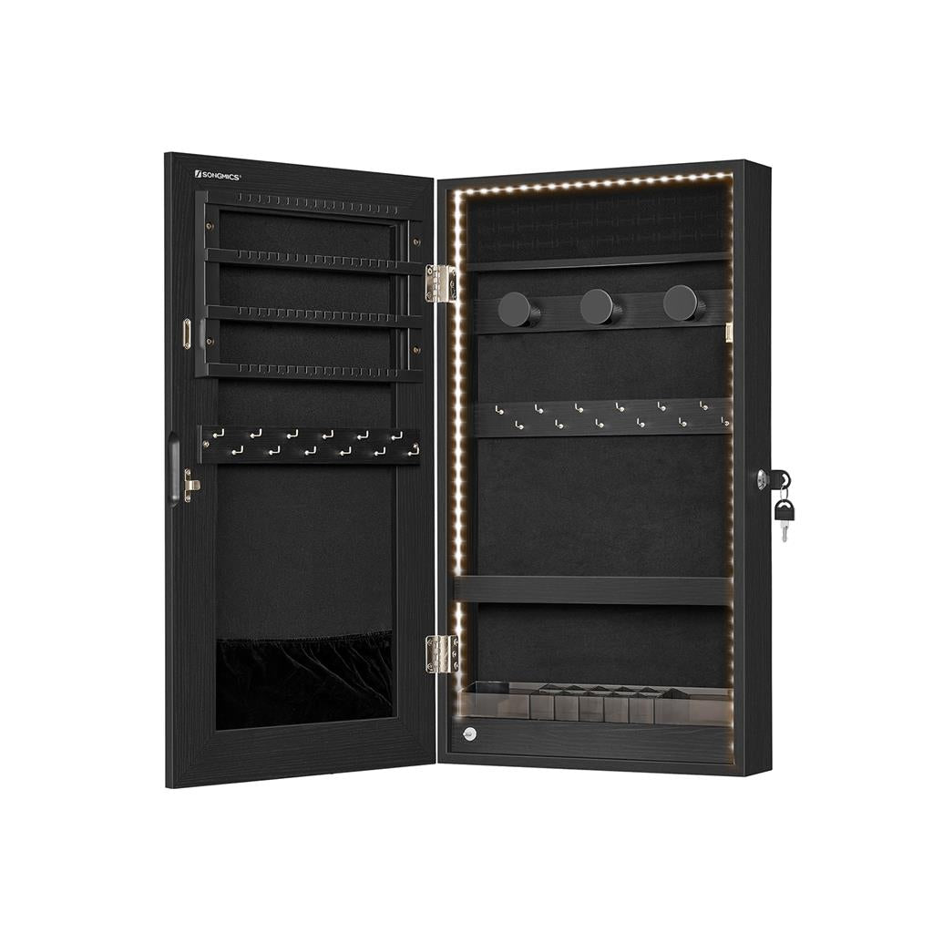 Jewelry Cabinet Armoire - Mirror With LED Lights - Wall Mounted