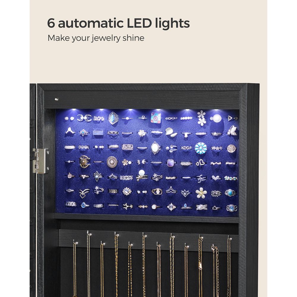 Jewelry Armoire Organizer - Lockable - Wall Or Door Mounted Mirror