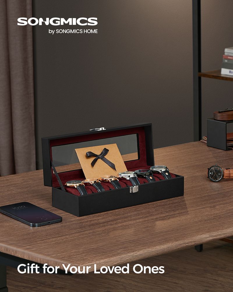 Watch Case Organizer - 6 Or 12 Slot - Large Glass Lid