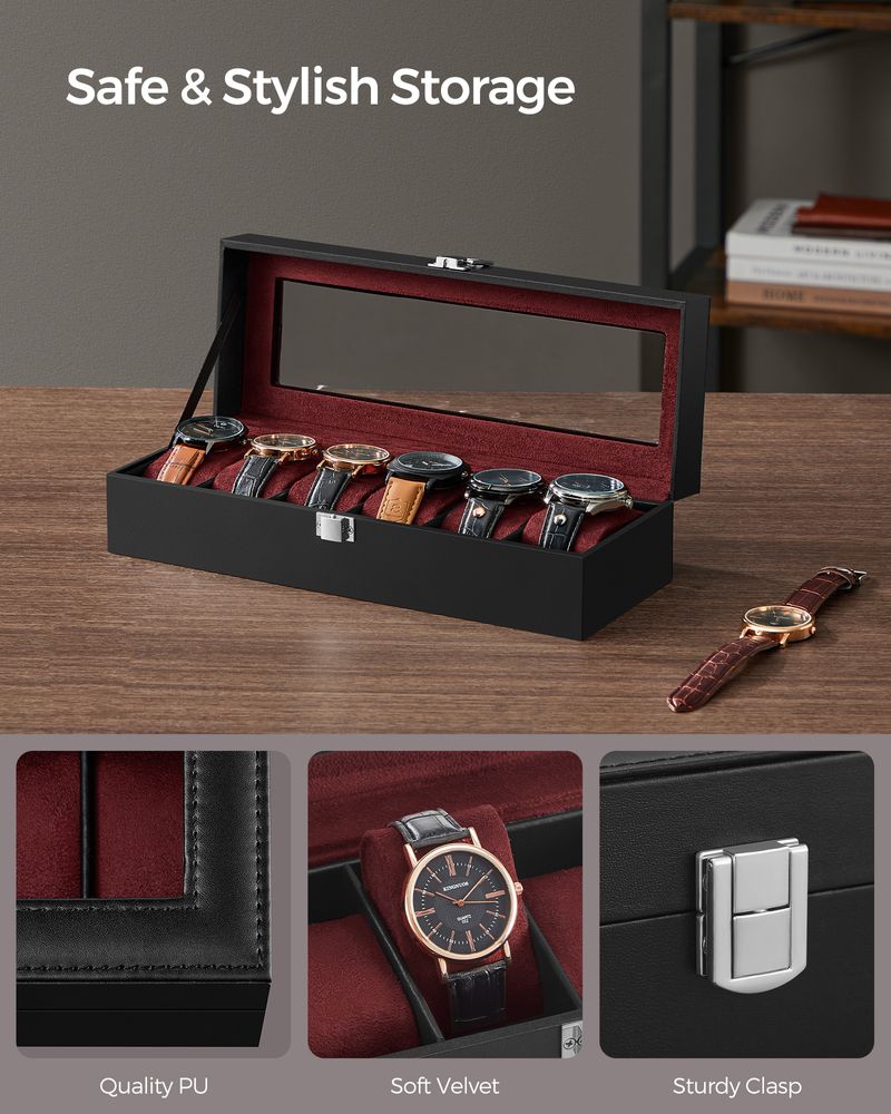 Watch Case Organizer - 6 Or 12 Slot - Large Glass Lid